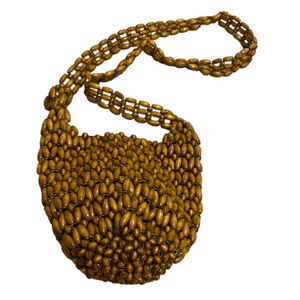 GIANNINI CUTE BROWN WOOD SUMMER MINI BAG .
